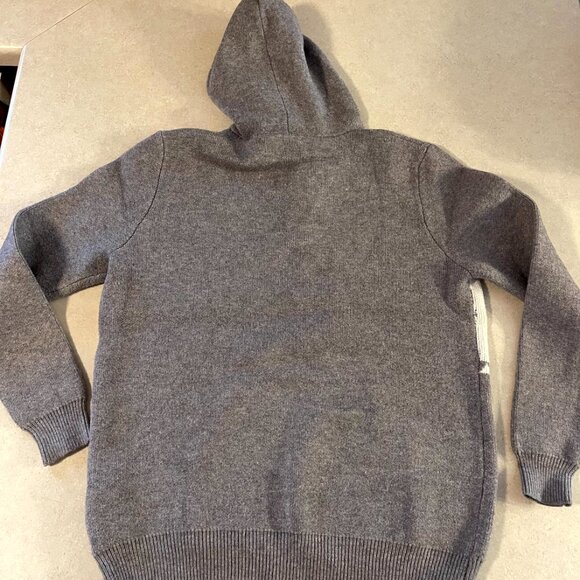 Men's Winter Hoodie sweater Medium Grey & White Pocket Deers and tree Christmas - Picture 7 of 10